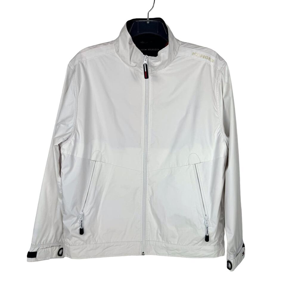 VTG‎ Tommy Hilfiger White Lightweight Performance Mesh Lined Jacket Men's Large